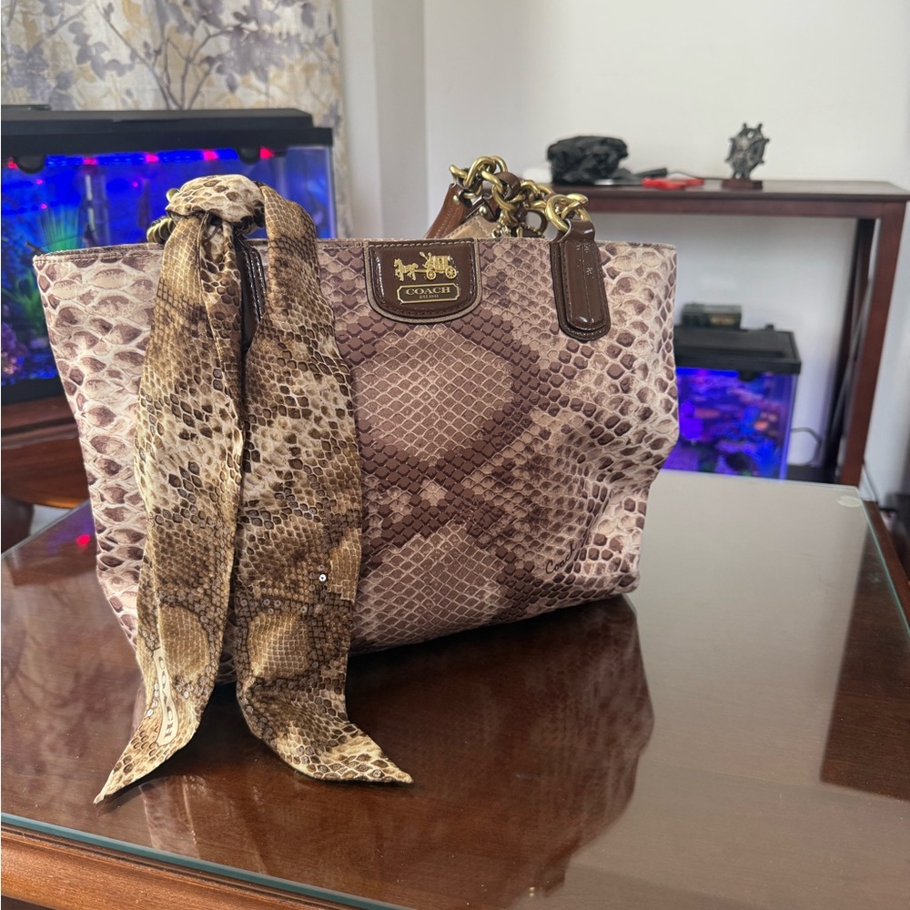 Coach Madison Nylon Python Print Tote